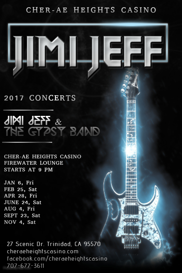 Jimi Jeff & The Gypsy Band at Cher-Ae Heights Casino Fri Apr 28, 2017